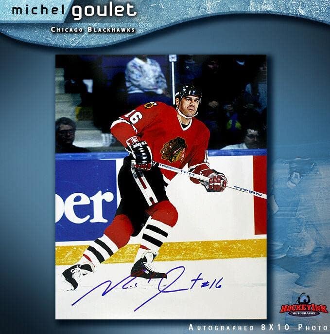 MICHEL GOULET Aláírt Chicago Blackhawks 8 X 10-70004 - Dedikált NHL-Fotók