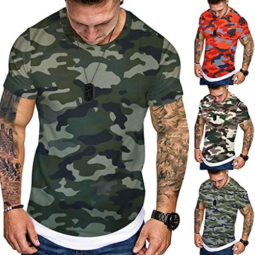 Férfi Terepszínű T-Shirt Sport Fitness Rövid Ujjú Katonai Terepmintás Sleeve Vintage Póló, Kényelmes Strecthy Vékony Póló