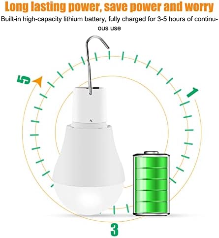 Napelemes Lámpa Izzó, Energiatakarékos Napelemes Lámpa Hordozható Fehér Fény USB Napelemes LED Izzó Fény 1000mAh Akkumulátor