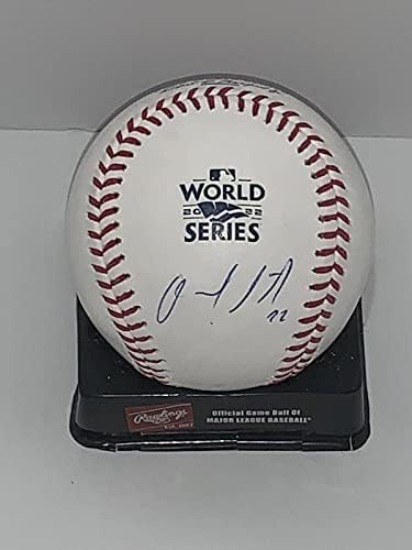 Omar Lopez Aláírt 2022 World Series Baseball-Houston Astros Szövetség Coa - Dedikált Baseball