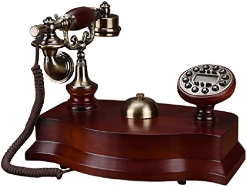 MMLLZEL Antik Telefon Vezetékes Tömör Fa Telefon Hívófél-AZONOSÍTÓ, Gombot, Tárcsa, hátsó megvilágítású Kihangosító, Mechanikus