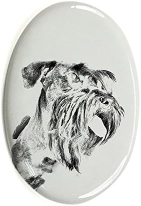Cesky Terrier, Ovális alakú Sírkő a Kerámia egy Kép egy Kutyát