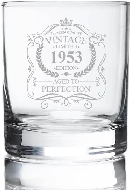 JohnPartners993 Vintage 1953 Gravírozott Üveg Whiskey - 70 éves korban - 1953 70 Születésnapi Ajándékok Férfiaknak - Régi