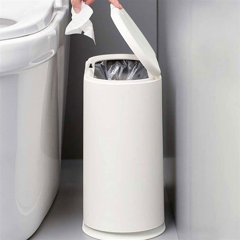 UXZDX Vékony Műanyag Kuka, Szemetes 10L Nyomja meg a Felső Fedelet,Fehér szemetes Fürdőszoba, Nappali (Szín : OneColor, Méret