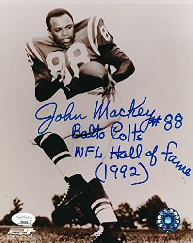 John Mackey HOF Baltimore Colts Aláírt/Feliratos 8x10 Fotó SZÖVETSÉG 164593 - Dedikált NFL-Fotók