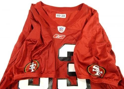 2002-ben a San Francisco 49ers 63 Játék Kiadott Piros Gyakorlat Jersey 3X DP41586 - Aláíratlan NFL Játék Használt Mezek