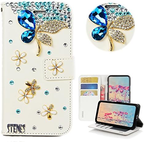 STENES Galaxy Note 4 Esetben - Stílusos - 3D Kézzel készített Bling Kristály Virág Szép Pillangó Design Mágneses Pénztárca