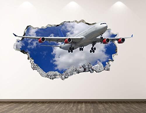 Nyugat-Hegy Óriás Repülőgép Fali Matrica Art Dekoráció 3D-s Összetört Jet Matrica Falfestmény, Gyerek Szoba, Egyedi Ajándék