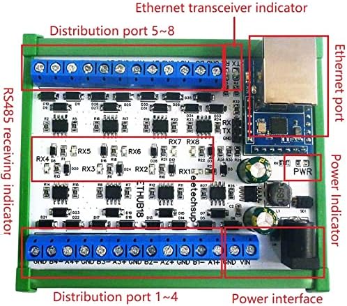 HIFASI 8CH DC12-24V-os Ethernet Hálózati RJ45 8 RS485 Port HUB Átalakító a TCP UDP Modbus TCP RTU MQTT HTTP NYRT Konfigurációs