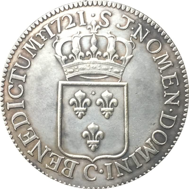 1721 francia Érmék Tiszta Réz ezüstözött Antik Ezüst Dolláros Érmék kézműves Gyűjtemény Csapás