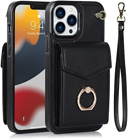 Okostelefon Védő Telefon Flip Esetekben Kompatibilis az iPhone 12 Pro Pénztárca tok Memóriakártya-Nyílások, PU bőrtok, 360°