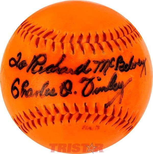 Charlie O. Finley Aláírt Hivatalos Narancs Baseball Írva, Hogy Richard McBelvey - Dedikált Baseball