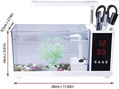 XJJZS Mini Akvárium Hal USB Akvárium LED LCD Kijelző, Óra Hal Akvárium, akvárium, Fekete/Fehér asztali Dekoráció (Szín :