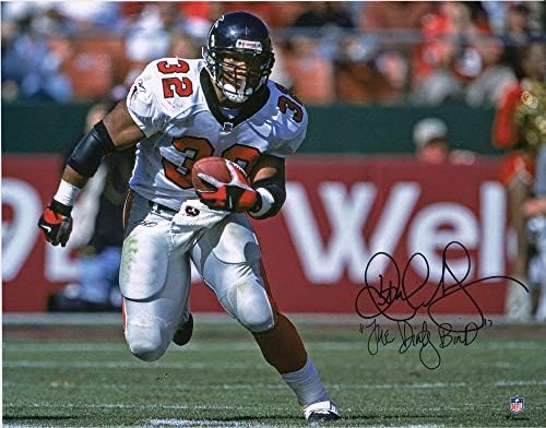 Jamal Anderson Atlanta Falcons Dedikált 16 x 20 Fehér Jersey Futó Fénykép A Piszkos Madár Felirat, - Dedikált NFL-Fotók