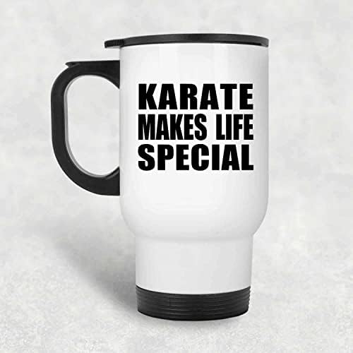 Designsify Karate Teszi az Életet Különleges, Fehér Bögre 14oz Rozsdamentes Acél Szigetelt Dobon, Ajándékok Születésnapi