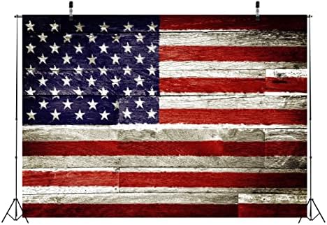 Loccor 7x5ft Amerikai Zászló Fotózás Hátteret, Tűz, Füst, Fa Padló Háttér emléknap Függetlenség Napja Elnök Nap Dekoráció