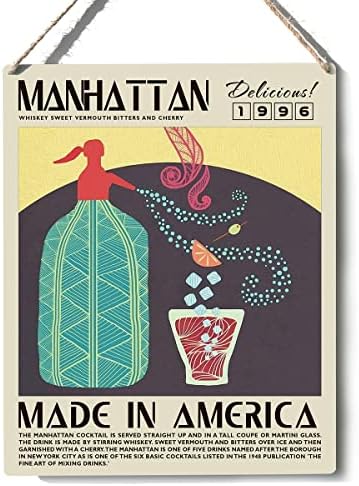 Vicces Koktél Tábla Dekoráció Manhattan Fa Alá Emléktábla Falra Plakátok Grafika 8X10 Modern Otthon Konyha, Bár Dekoráció