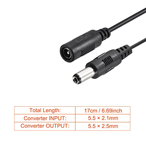Rebower DC tápkábel Tipp Adapter Átalakító Vezeték [a Monitor TV LED Szalag Light] - 5.5x2.1mm 5.5x2.5mm/17cm/Fekete