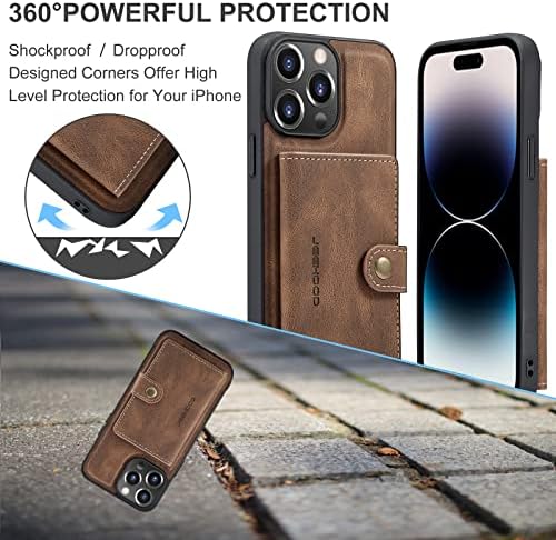 HXY tok iPhone 14 Pro Max 6.7 hüvelyk 2022, Levehető Mágneses Pénztárca Hitelkártya, Készpénz Slot burkolata Támogatja a