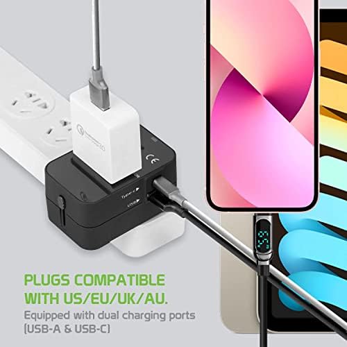 Utazási USB Plus Nemzetközi Adapter Kompatibilis LG G-Pad 8.3 a Világszerte Teljesítmény, 3 USB-Eszközök c típus, USB-A Közötti