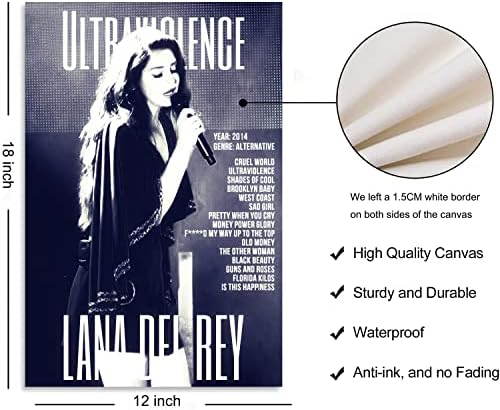 Lana Del Rey Ultraviolence Plakát Művészet Fali Vászon Képek a Modern Irodai Dekoráció Vintage Nyomatok 12 x 18 Keretben