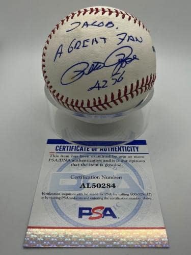 Pete Rose Aláírt Autogramot Személyre szabott Hogy Jacob Egy Nagy Rajongó Baseball PSA DNS - *4 - Dedikált Baseball