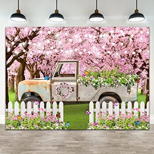 Lofaris 7x5ft Cseresznye Park Hátteret Fotózás Tavaszi Trunck Gsrden Romantikus Rózsaszín Virág, a Fák Háttér Rózsaszín Táj