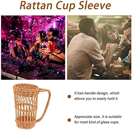 Rattan ital hűtő ujja pohártartó Ujja Kávét Szigetelő Hüvely Kezelni a Hideg, Meleg sör, üveg, szigetelő ujjú Beverag rattan