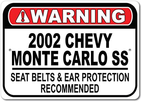 2002 02 Chevy Monte Carlo SS biztonsági Öv Ajánlott Gyors Autó Alá, Fém Garázs Tábla, Fali Dekor, GM Autó Jel - 10x14 cm