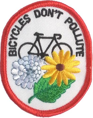A kerékpárok nem Szennyezik Hímzett Patch 7 X 5,5 CM (2 3/4 X 2-1/4)