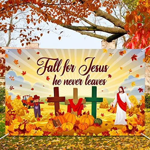 Tiamon Esik Jézus Hátteret, Sütőtök az Ősz Banner Maple Leaf Biblia Dekoráció Keresztény Vallás Poliészter Háttér Hálaadás