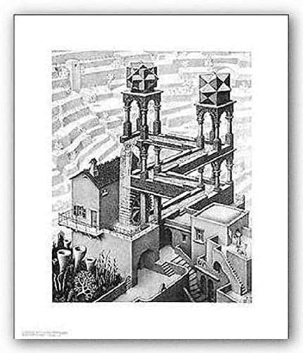 Vízesés M. C. Escher Fantasy Art Poszter Nyomtatás, Teljes Méret: 21.75x25.5, Kép Mérete: 15.75x20