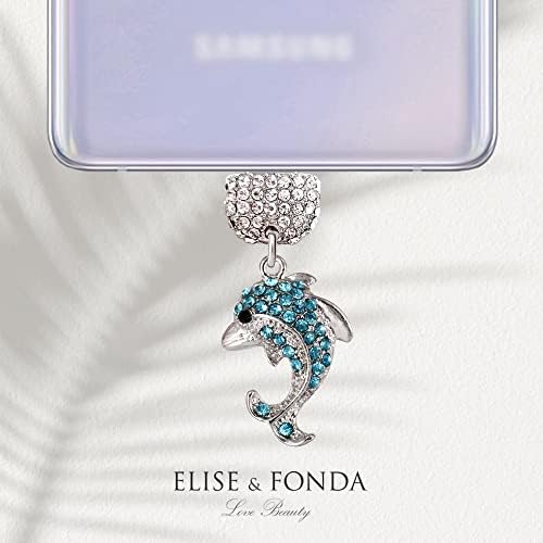 ELISE & FONDA TP159 C-Típusú USB Töltő Port Kristály Anti Por Csatlakoztassa a Kis Delfin Medál mobiltelefon Varázsa Samsung