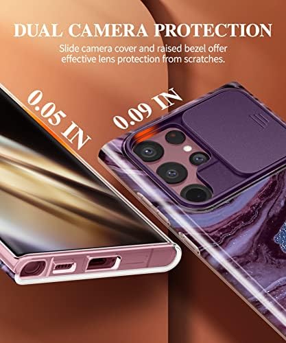 GVIEWIN Célja a Samsung Galaxy S22 Ultra Esetében Dia Kamera Fedél, [Katonai Csepp Védelem] Márvány Slim Fit Ütésálló Védő