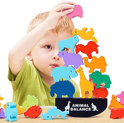 HWD Fa Halmozási Blokkok, Egyensúlyozó Játékok, Állatok Tégla Egyensúlyi Rejtvények, Játékok, Óvodai Korai Oktatási Szülő-Gyermek