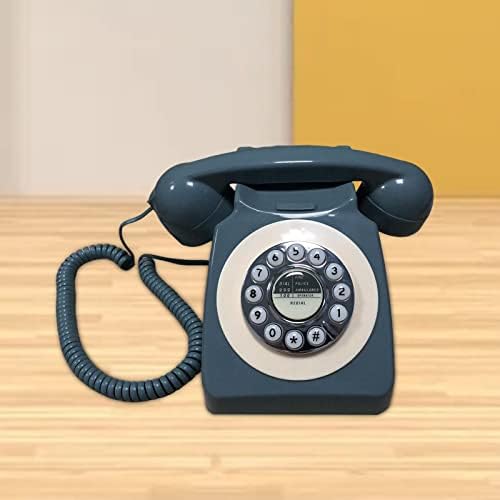 MagiDeal Retro Vezetékes Telefon Rotary Design, Klasszikus, Régi Vágású, Göndör Kábel, az Újrahívás,Antik Telefon, Vintage