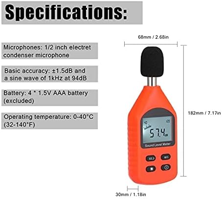 WDBBY Nagy Pontosságú DB Mérő Digitális Zaj mérőműszer 30~130dB Mini hangerő Decibel Monitor Elektromos