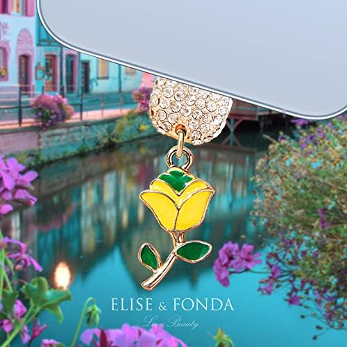 ELISE & FONDA CP365 USB Töltő Port Kristály Anti Por Csatlakoztassa a Kis Rózsa Virág Telefon Varázsa iPhone 13/12/11/ XS