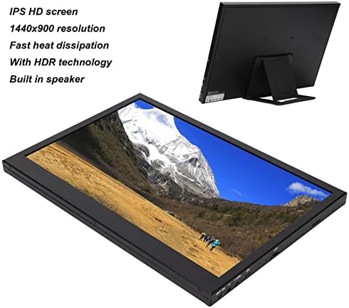 13in Hordozható Monitor, 1440x900 HD IPS Kijelző, USB C HDMI Laptop Monitor Játék Képernyőn HDR kép optimalizálása - Beépített